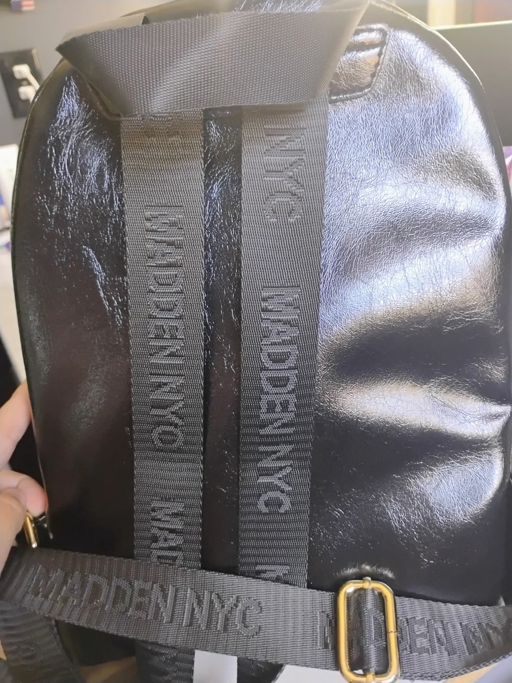 Black Patent Mini Backpack